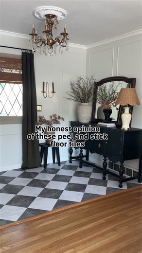 I’ve had these floor tiles installed for about a month now and here is what I have learned installing them and how they have held up so far: 1. They are insanely easy to install. You just peel and stick them down then any piece you need to cut you do so with a razor blade then they just snap apart. 2. Tricky cuts are easy to do with the paper backing of one of the floor tiles. 3. These tiles are thick, but If you install these over grout lines, you will feel it under these peel and stick tiles.