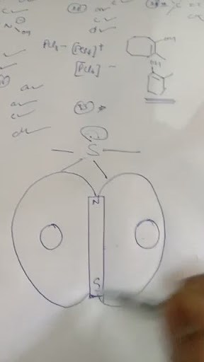 The diagram below shows a bar magnet surrounded by two compasse... | Filo