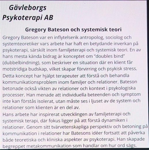 Gregory Bateson och systemisk teori