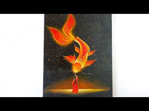 GLOWING KOI FISH PAINTING ACRYLIC/ STEP BY STEP TUTORIAL