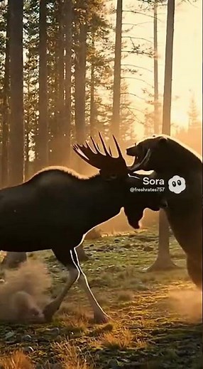 “Insane Bear vs Moose Battle Caught on Camera | Wilderness Fight for Survival (CRAZY Footage)"🧸vs🫎