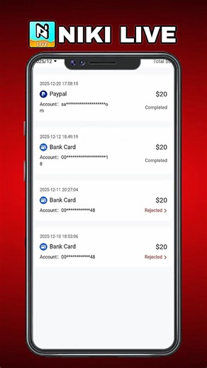 What is my total withdrawal amount on the NIKI LIVE app?