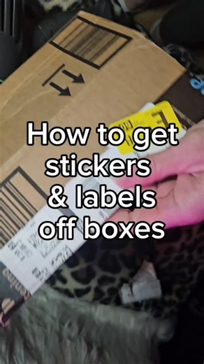 How to remove stickers & labels off boxes. Heat the label adhesive with a heat gun or hairdryer. #reuserecycle #packingorders #tipsandtricks | BDotArtsy