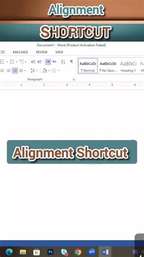 alignment Shortcut of Ms word|how to align text #shortcuts #align #excel