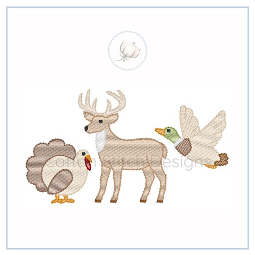 Turkey Deer Mallard Trio Sketch Stitch Machine Embroidery Design Digital Download - Etsy
