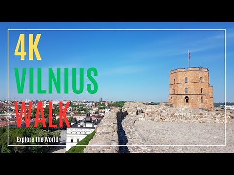 【4K】 Walking Tour in Lithuania - Vilnius Walk from Cathedral to Gediminas Tower with City Sounds
