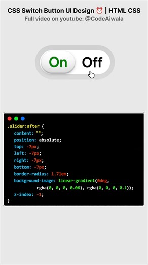 #ui #tech CSS Switch Button UI Design ⏰ | HTML CSS Tutorial #webdesign #programming #webdevelopment