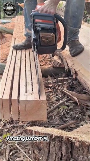 Chainsaw Wood Milling Process 🌲🪚 #Woodworking #Chainsaw #Craftsmanship