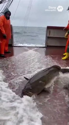 “Deck Under Siege: The Giant Grouper Invasion”🐟🍽