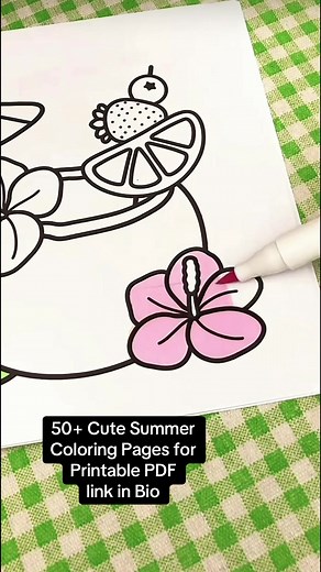 Cute and fun summer coloring pages ☀️🍋 This printable PDF includes adorable designs that children and adult will love to color. link in bio #coloringpages #kidsactivities #kidscoloring #printablecoloring