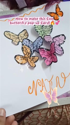 🔥🦋•• Cool DIY Butterfly Pop-up Card idea••💡🫶🏼🦋 #viral #art #youtubeshorts #craft #trendingshorts