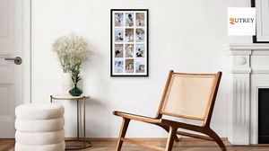 QUTREY 12 Opening Collage Picture Frame 4x6, Black Photo Frame Collage Display Multiple 4 by 6 inch Photos with Mat for Wall