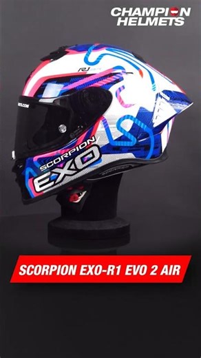 Scorpion EXO-R1 EVO 2 Air Cornering White-Blue-Pink - Showcase #scorpionexo #scorpionr1