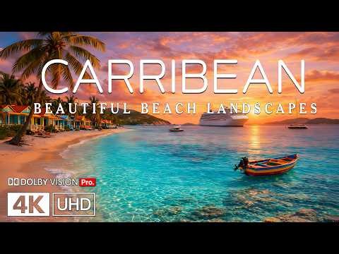 FLYING OVER CARIBBEAN (4K UHD) Beautiful Nature Scenery Aerial Journey in 4K