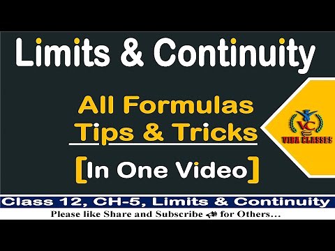 💥All Formulas: Tips and Tricks - Limits & Continuity || Ch -5 || Class -12 || Mathematics