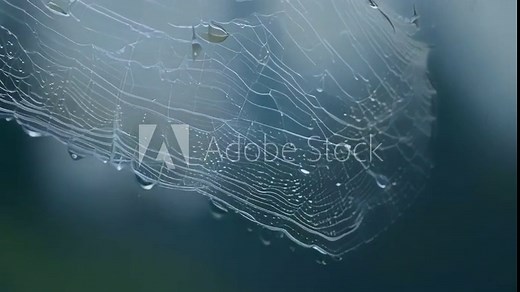 The intricate patterns of a spider web perfectly captured in the reflection of multiple dew drops creating a stunning visual display.