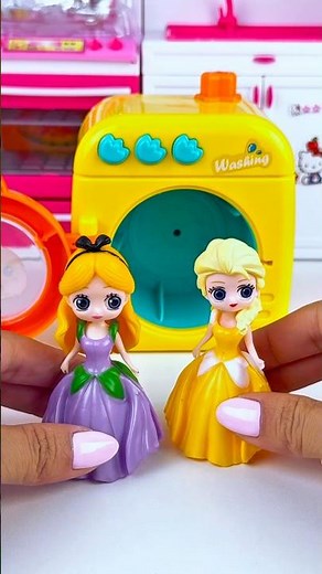 ASMR Unboxing Frozen Elsa & Washing Machine Toy | Satisfying Toy Sounds #Shorts