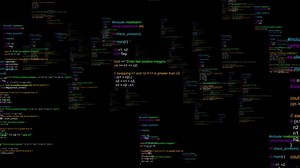 4K 3d digital program code cyber virtual space. Data flow animation. software development. Futuristic technology, encrypted security code. bitcoin btc mining space. Programming code hacking concept.