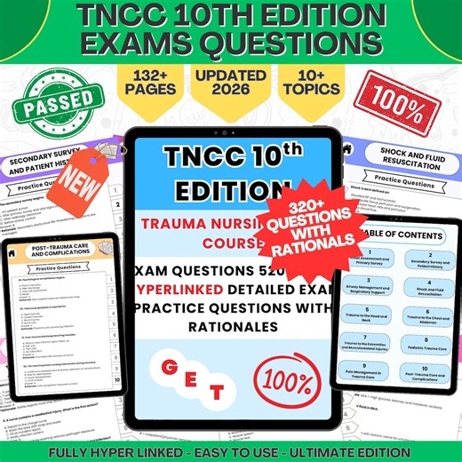 TNCC 10th Edition Exam Prep 2026: 520+ Questions & Answers (digital Download) - Etsy Canada
