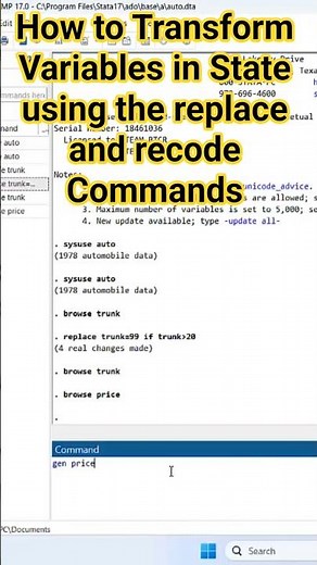 How to Transform Variables in Stata using the replace and recode Commands #goviral #transformation