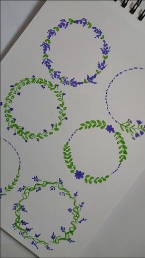 Floral Circle Frame Design | Brush Pen Art 🌿 💜 #Floral #Circle #Frame #design