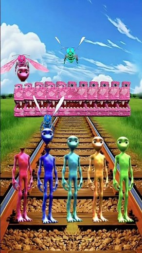 equal dame tu cosita 5 different colors alien dance vs pac man & train driver tom #funny #video