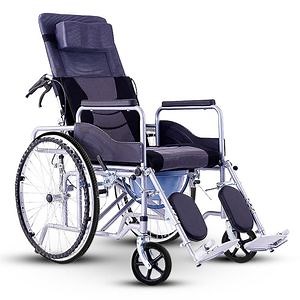 [Hot Item] Commode Toilet High Back Reclining Sleeping Commod Chair Wheelchair with Wheels with Mode Walker with Seat for Adults