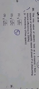 30. The rms value of electric field at a distance r from a sour... | Filo