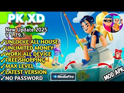PK XD Mod Apk 1.79.1 New Update 2025 - Mod Menu, Unlocked All Houses & Skins