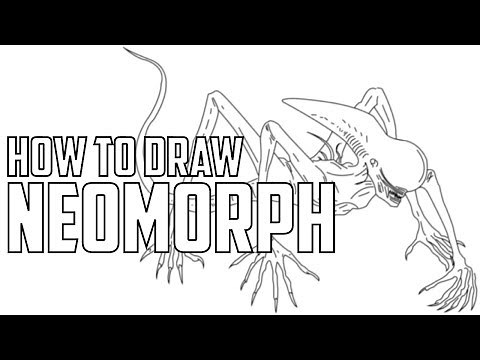 How to draw Neomorph from Alien Covenant Learn to draw Alien Neomorph