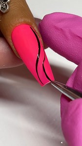 Glowing in neon pink with edgy black swirls! 💖🌀💅 #NeonPinkNails #EdgySwirls | Sarah's Nail Secrets