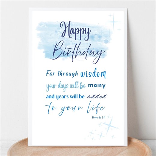 Bible Verse Birthday Card Printable for Him Christian Birthday Card Blessings Holiday Greeting Instant Download - Etsy
