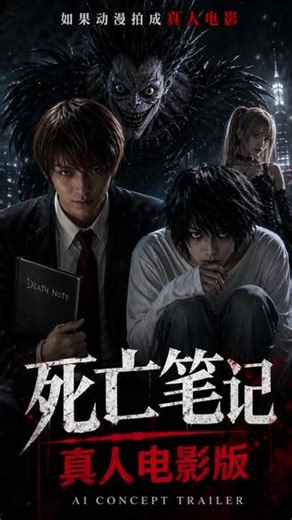 死亡笔记真人电影版 用 AI 做了一版《死亡笔记》真人电影化角色登场，夜神月、L、弥海砂、琉克你觉得谁最像？#死亡笔记 #夜神月 #L #动漫真人化 #AI视频 #AI概念混剪