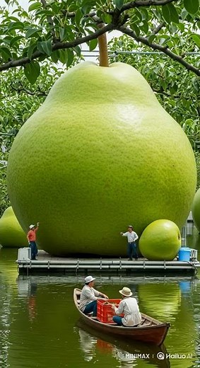 Giant Pears Growing in Hydroponics on a Floating Orchard 🍐💧