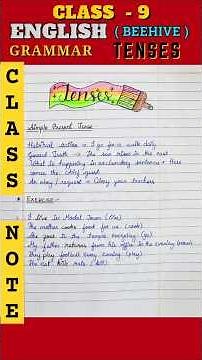 Tenses - Class 9 English Grammar (Beehive) | Notes, Question and Answers #notes