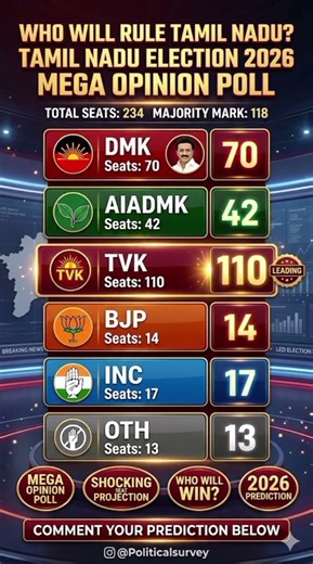 Tamilnadu Assembly Election First Opinion Poll Survey || TN Election malayam Exit Poll 2026 |#dmk