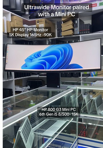 You’ll like this Setup! Percent Combo!!! 45 Inch Curved ultrawide Monitors go So well with mini (tiny) PCs. Call or WhatsApp us on 0111787140 pr visit us in Nairobi CBD,along Moi Avenue,Rahimtulla Trust Building, 2nd floor shop 32B. #45inchmonitor #curvedmonitor #minipc
