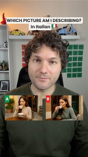 Andrea Persano | Your Italian Language Teacher on Instagram: "🇮🇹 Ciao amici! 👋 New Italian practice activity today: describe the picture in Italian! 😍 👉 Shoutout to my colleagues @mucho.spanish and @profedeenglish_ for inspo! Which picture am I describing in the audio - A or B? Write your guess in the comments and tell me why you chose it! 👇 📌 Save this Reel for your next Italian study session & share it with a friend who’s learning Italian! 📩 Want to build your Italian vocab fast? Comme