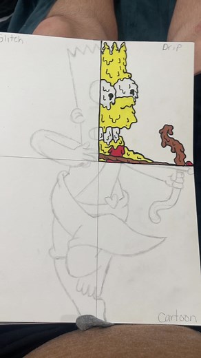 Drawing Bart Simpson in 4 Different Styles with Drip Effect
