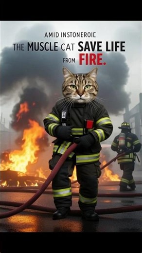 Muscle Cat: The Fire Rescue Hero 🐱🔥 | Life Still Lives.#shorts #shortsfeed #cat #cartton #funny