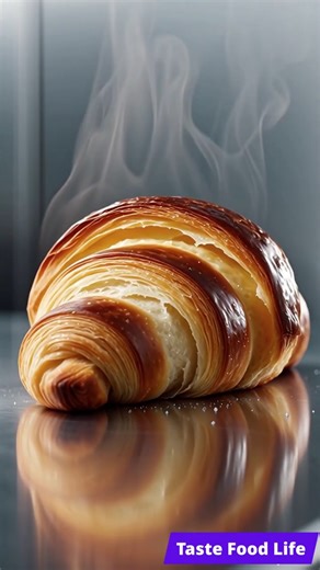 Golden Croissant 🥐 Flaky Layers & Buttery Steam | Satisfying Food Aesthetic #FoodShorts #ViralShorts