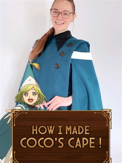 You asked me for the result with the final fabric, so here it is ! Coco's cloak from Witch Hat Atelier, I respected Shirahama-sensei's design by making some layers, you can see in episode 4 of the anime how it's layer as well as in the art book 🧵🪡 It took me around 2 days to make, it's darker than the original design but I like it better with this colour ! Also it's perfect for an everyday wear, especially if you remove the white part 💪 I will edit and post the full tutorial next week ! #witc