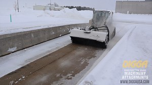 Sick of the Snow? Simply sweep it away with the Digga Angle Broom! This sweeper attachment is suited for Skid Steer Loaders and features a manual or hydraulic slew in both directions up to 30°. American Made Quality. | Digga North America