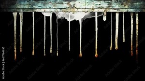 Transparent grunge background with bricked wall and dripping paint. Overlay on top of your project. Stock Video