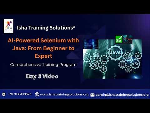 Selenium with java Day 3 On 13th April 2026.Pls contact or WhatsApp us on +91-9133190573 to enroll.