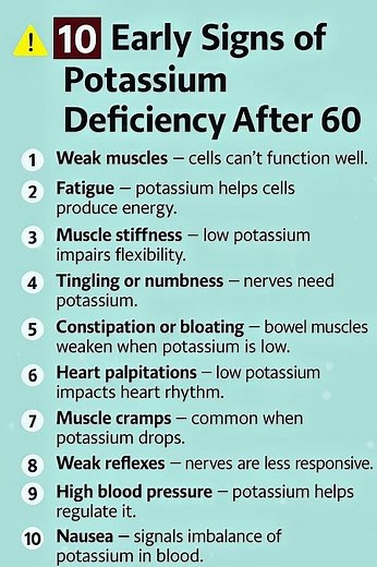 ⚠️ 10 Early Signs of Potassium Deficiency After 60 | Don’t Ignore These Warning Signs