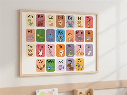 Animal Alphabet Poster | Kids Classroom Homeschool Decor (digital Download) - Etsy