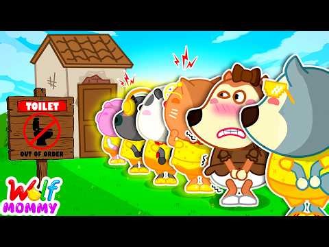 Toilet is Broken! 🚽 Rich And Broke Kids Learn Patience & Good Manners | Mommy Wolf Cartoon Stories