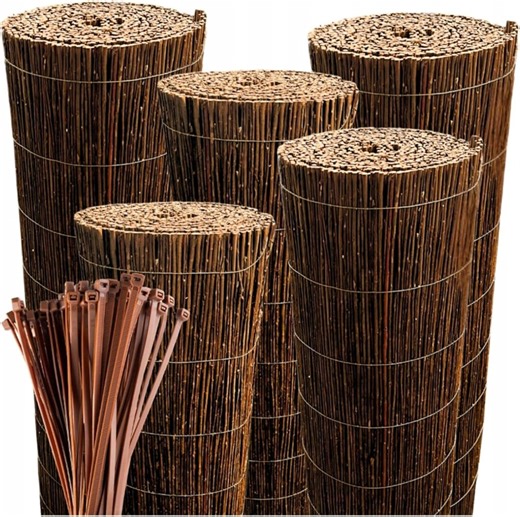 Handmade Willow Privacy Screen Balcony Garden Fence Natural Wicker Fencing 5 m long