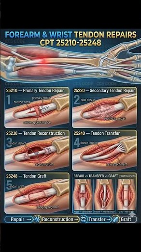 Forearm and Wrist Tendon Repair || CPT code || 25210 - 25248 CPT code #ccs #cpc #biology #science